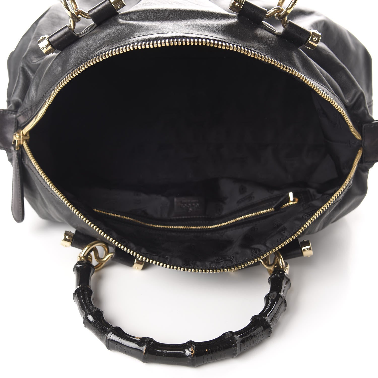 Gucci Calfskin Pop Bamboo Top Handle Tote Black 5 of 10