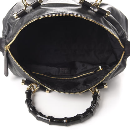 Gucci Calfskin Pop Bamboo Top Handle Tote Black 5 of 10