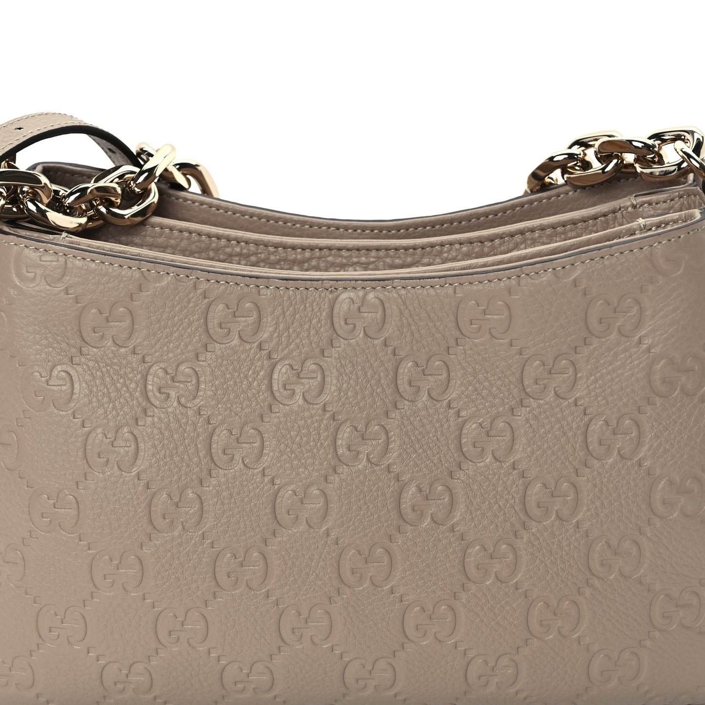 GG Grainy Calfskin Emblem Shoulder Bag  Taupe