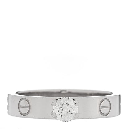 Cartier 18K White Gold Diamond .25ct LOVE Solitaire Engagement Ring 51 5.75 1 of 5