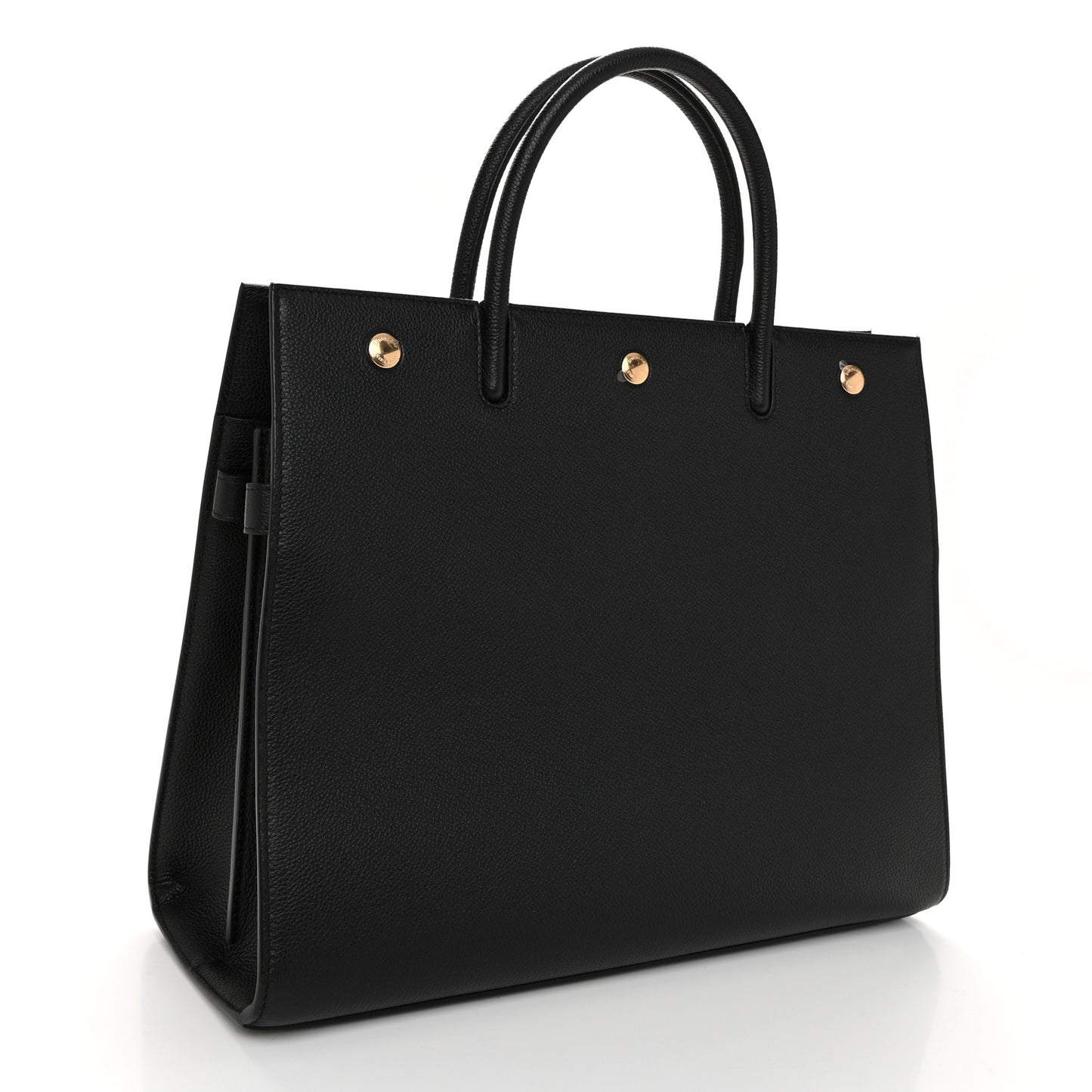 Grainy Calfskin Large Title Tote Black