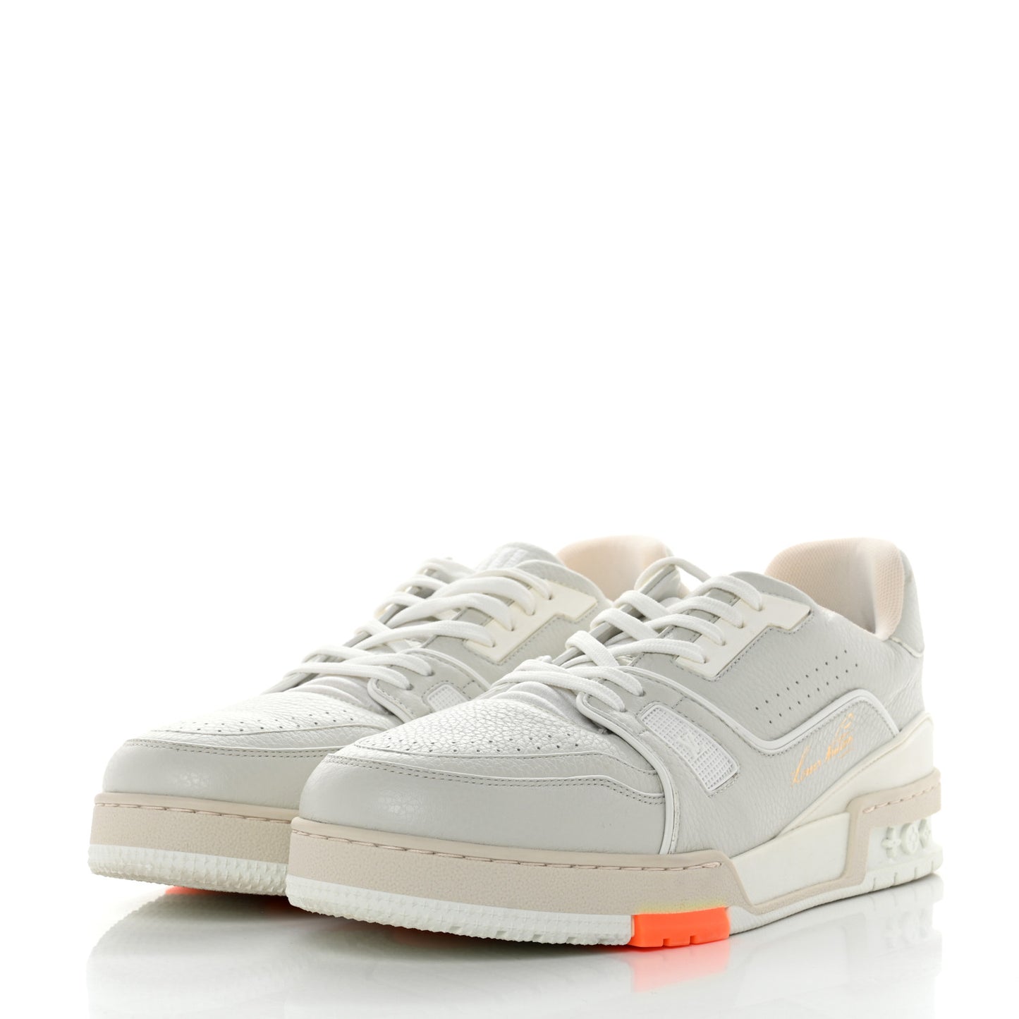 Calfskin Mens LV Trainer Sneakers 8 White