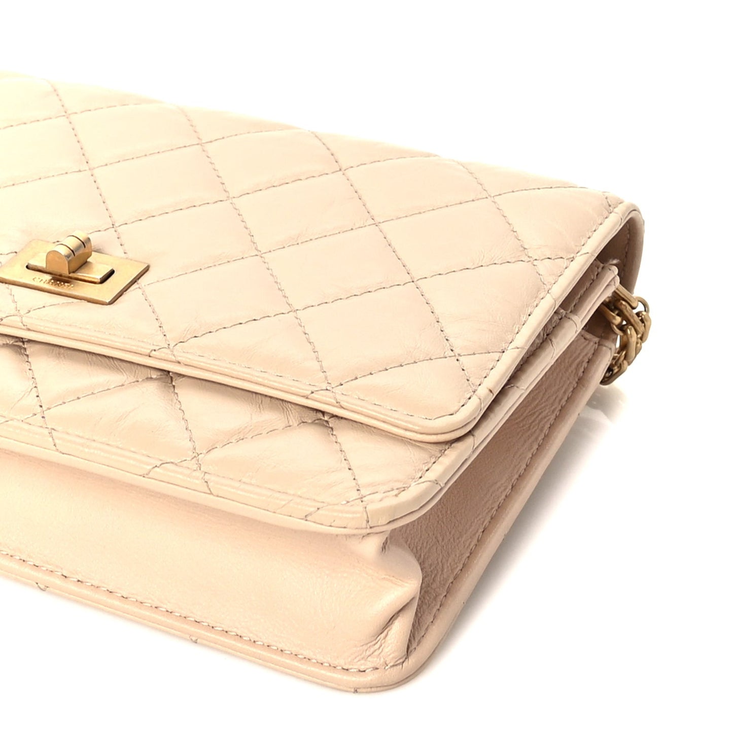 Aged Calfskin Quilted Reissue Wallet On Chain WOC Beige