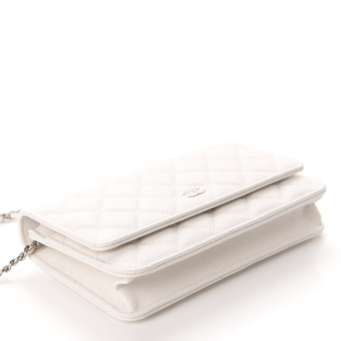 Caviar Quilted Wallet On Chain WOC White