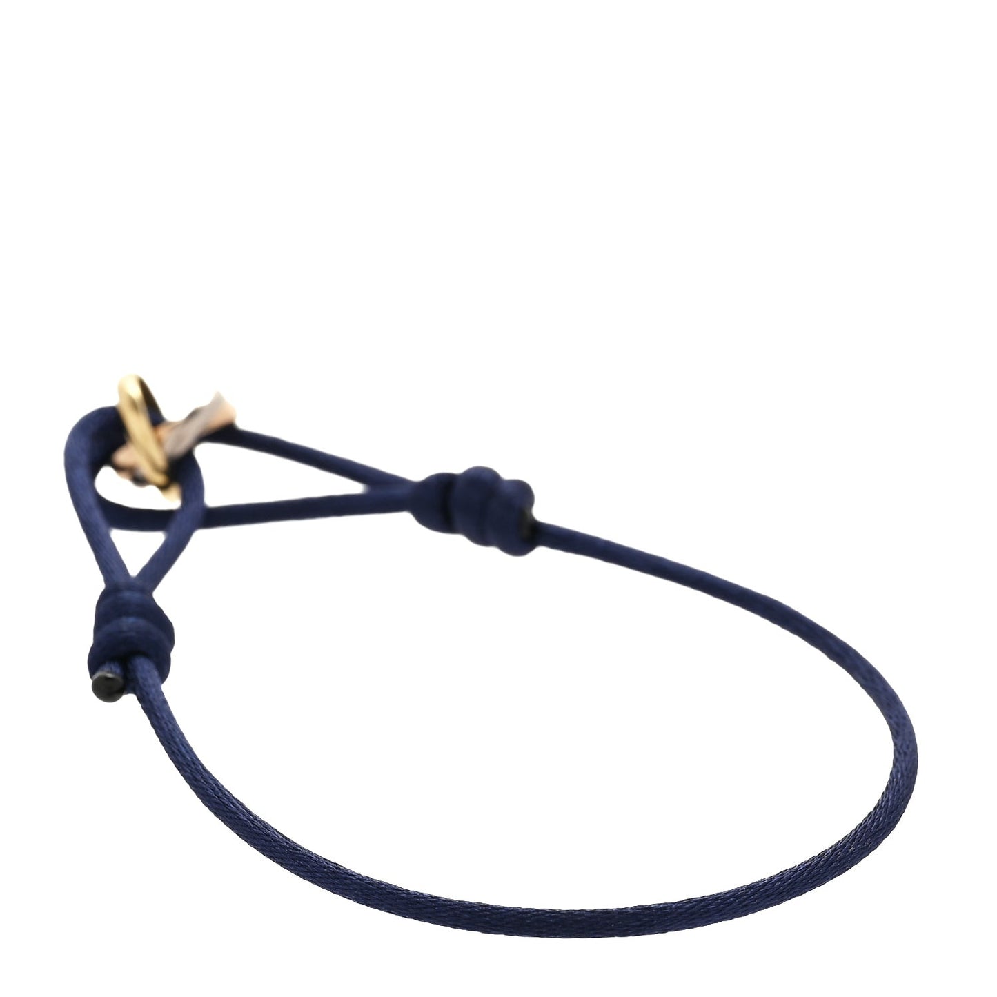 18K Pink Yellow White Gold Trinity Adjustable Cord Bracelet  Navy