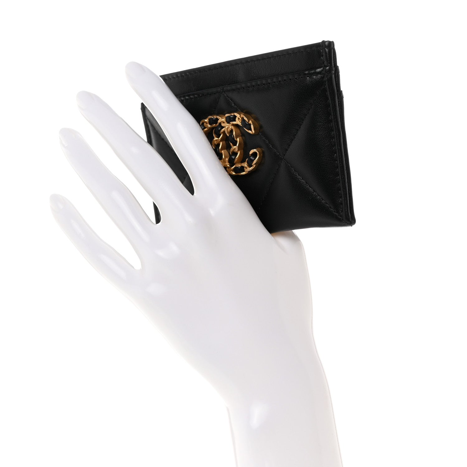 Chanel Lambskin Quilted Chanel 19 Card Holder Black 2 of 9