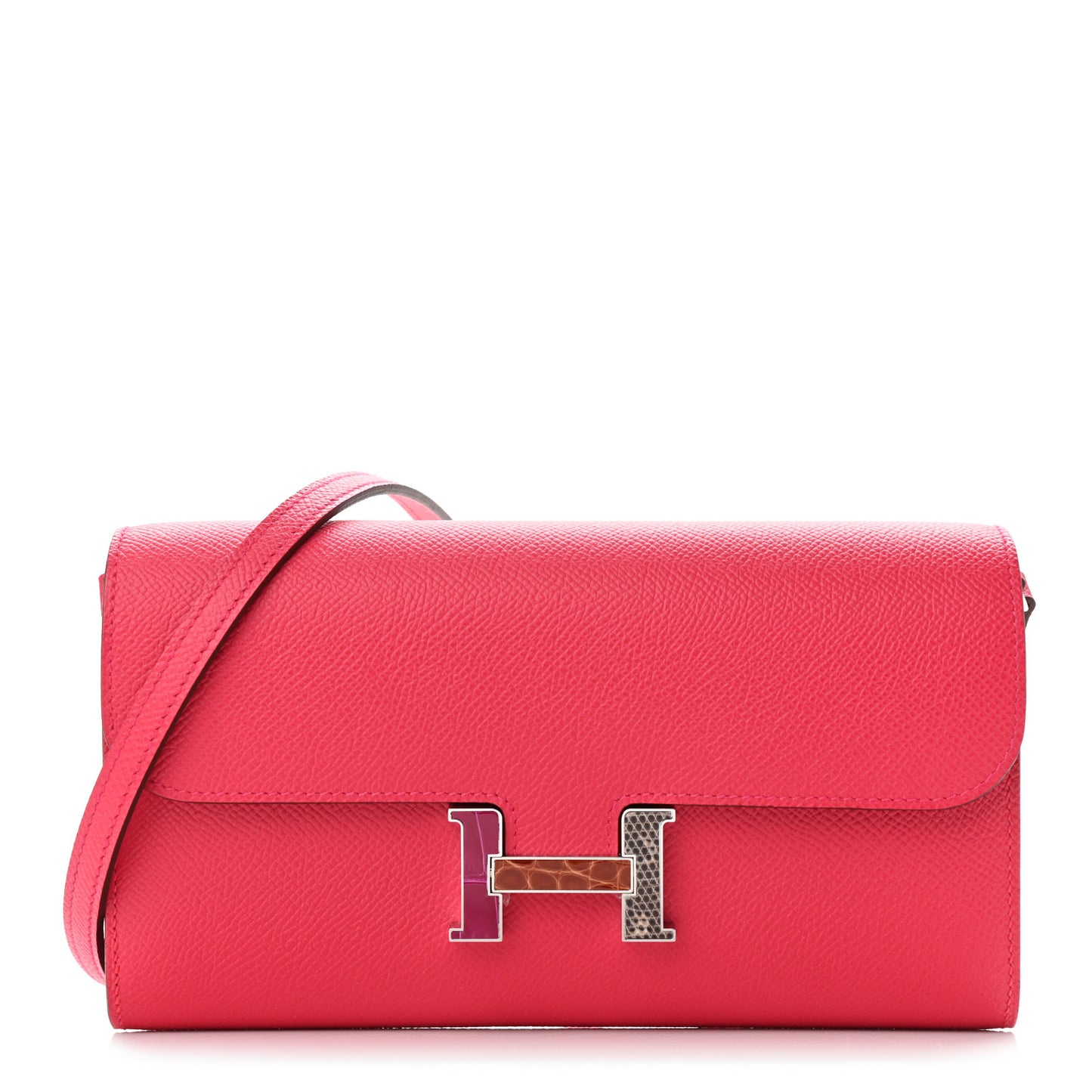 Epsom Alligator Lizard Constance Wallet To Go Rose Extreme