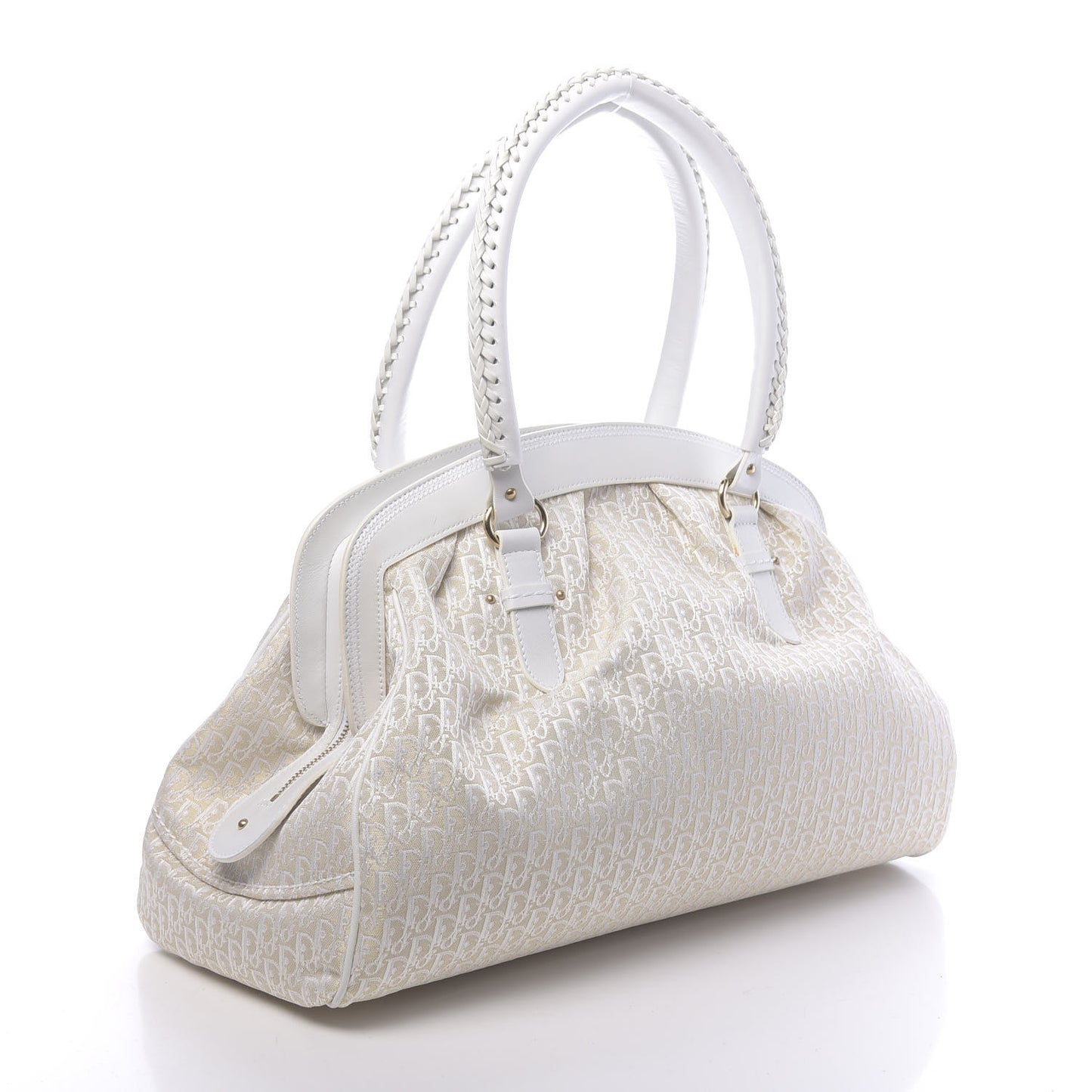 Monogram Large My Dior Frame Pocket Satchel White