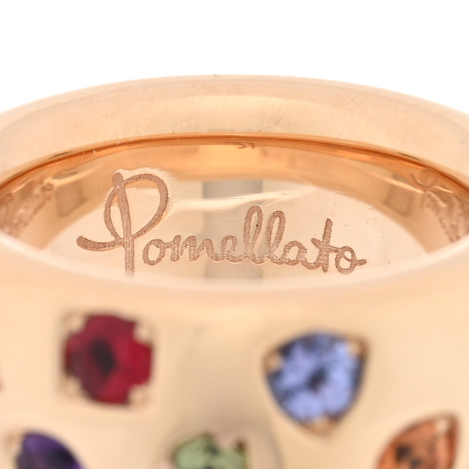 Pomellato 18K Rose Gold Medium Multi Gemstone Iconica Band Ring 51 5.75 4 of 5