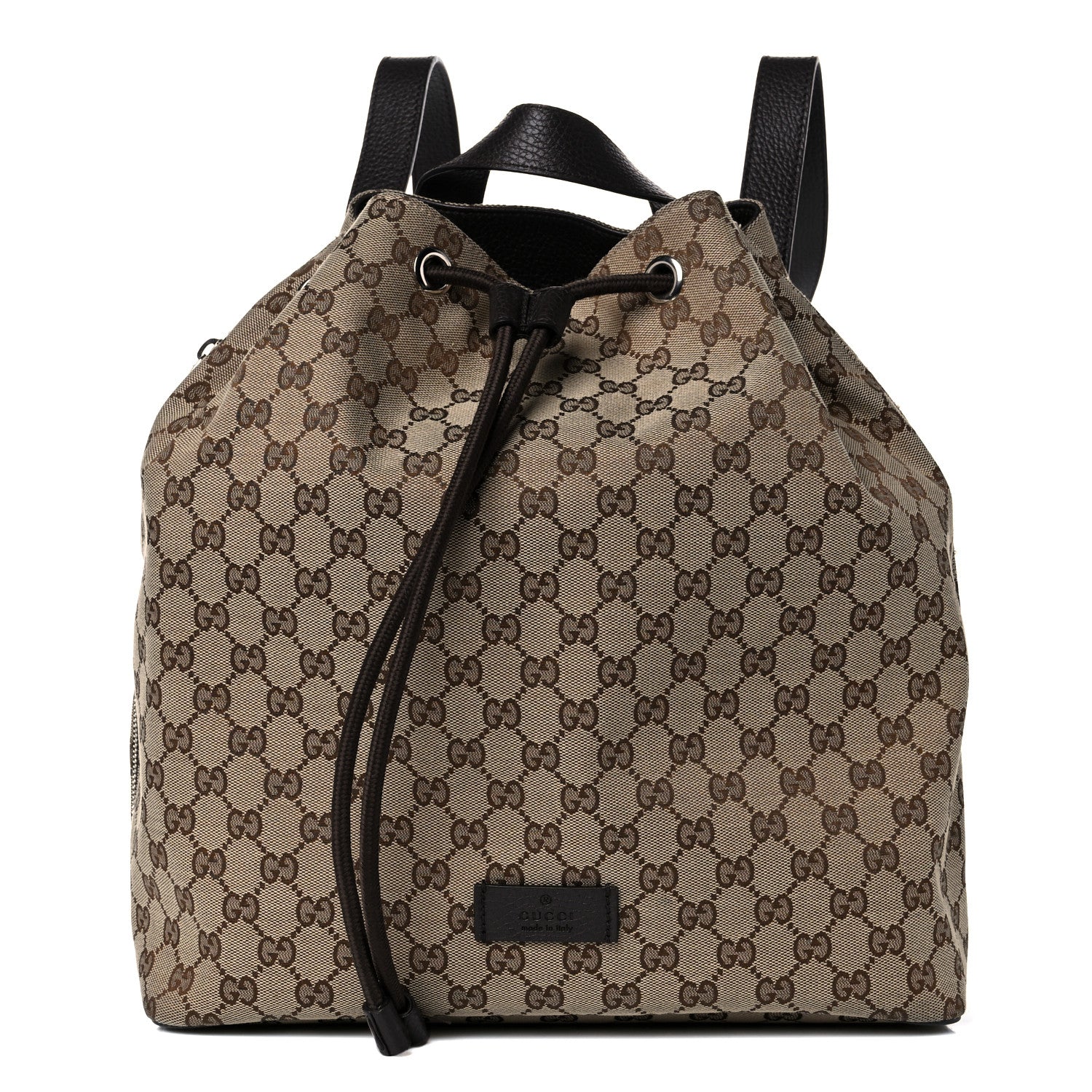 Gucci Monogram Dollar Calfskin O Drawstring Backpack Beige Ebony Testa di Moro Dark Chocolate 1 of 17