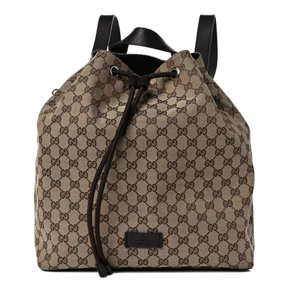 Gucci Monogram Dollar Calfskin O Drawstring Backpack Beige Ebony Testa di Moro Dark Chocolate 1 of 17