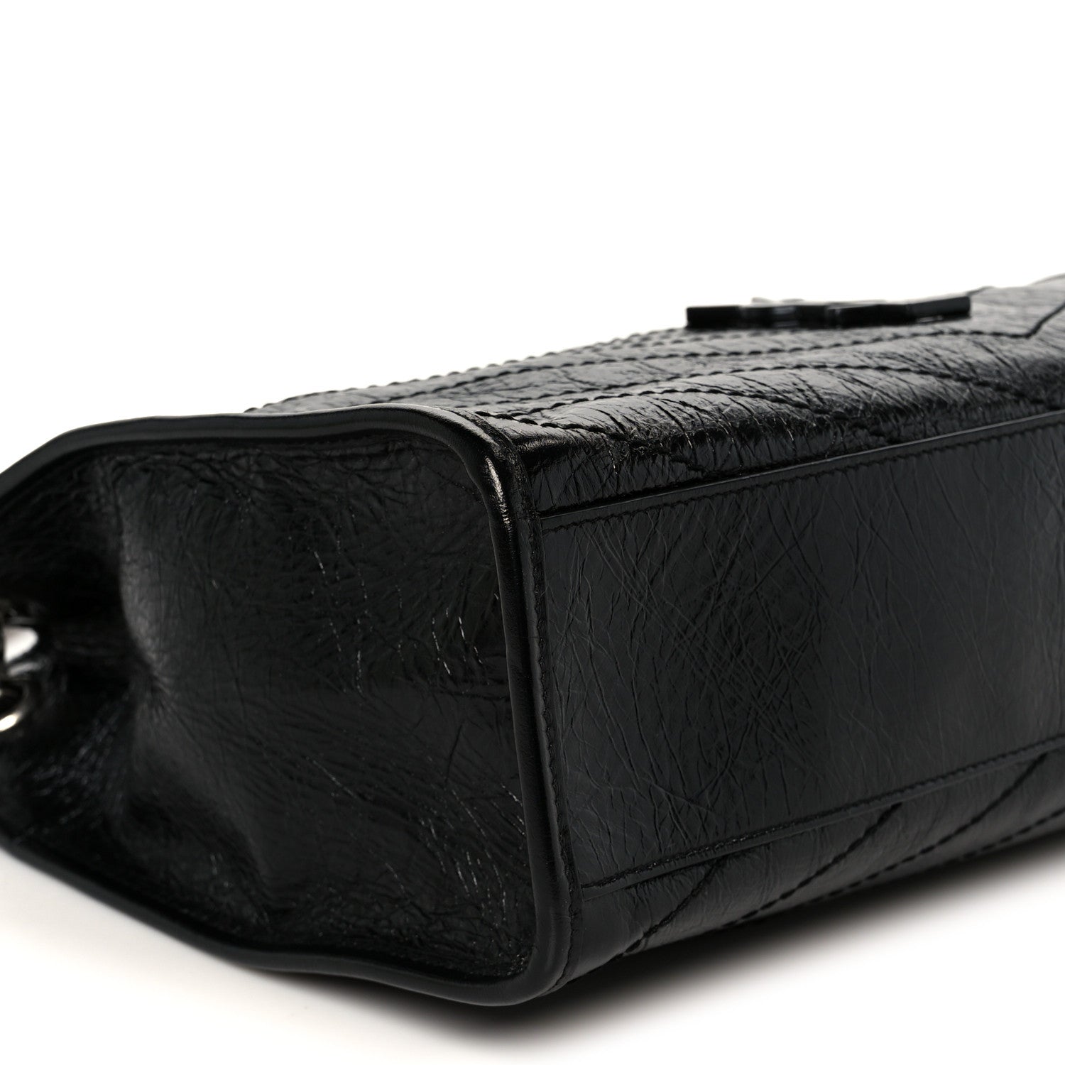 Saint Laurent Crinkled Calfskin Matelasse Monogram Medium Niki Shopper Tote Black 9 of 10