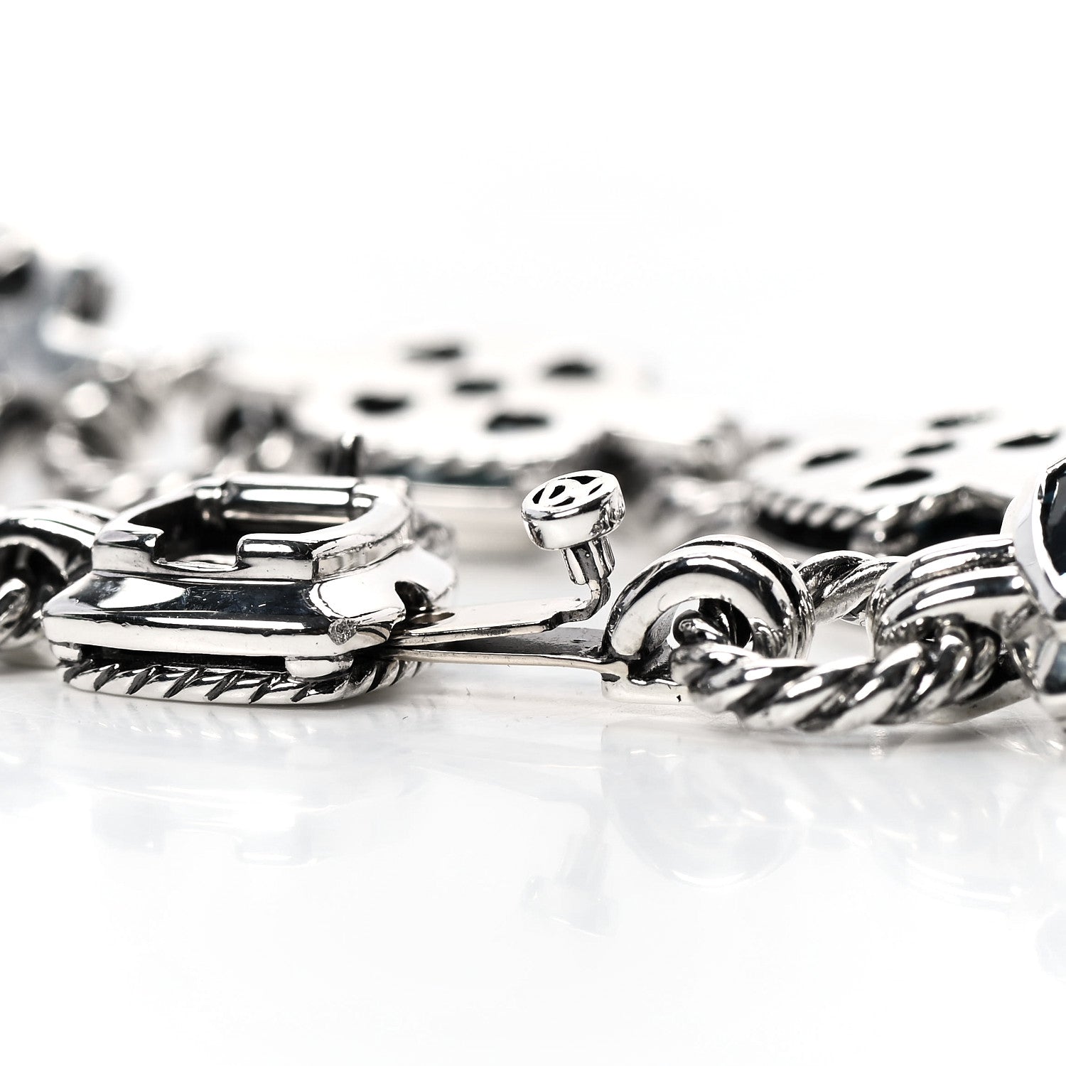 David Yurman Sterling Silver Blue Topaz 7mm Renaissance Linked Bracelet 5 of 5