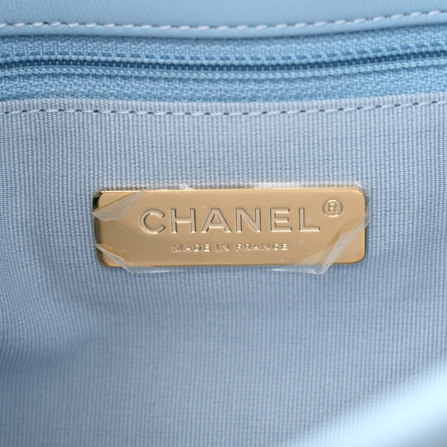 Shiny Lambskin Quilted Medium Chanel 19 Flap Light Blue