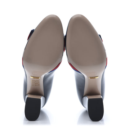 Gucci Malaga Kid Web Bow Pumps 38.5 Navy 5 of 9