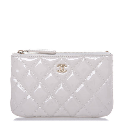 Chanel Patent Quilted Small Cosmetic Case White 1 of 8