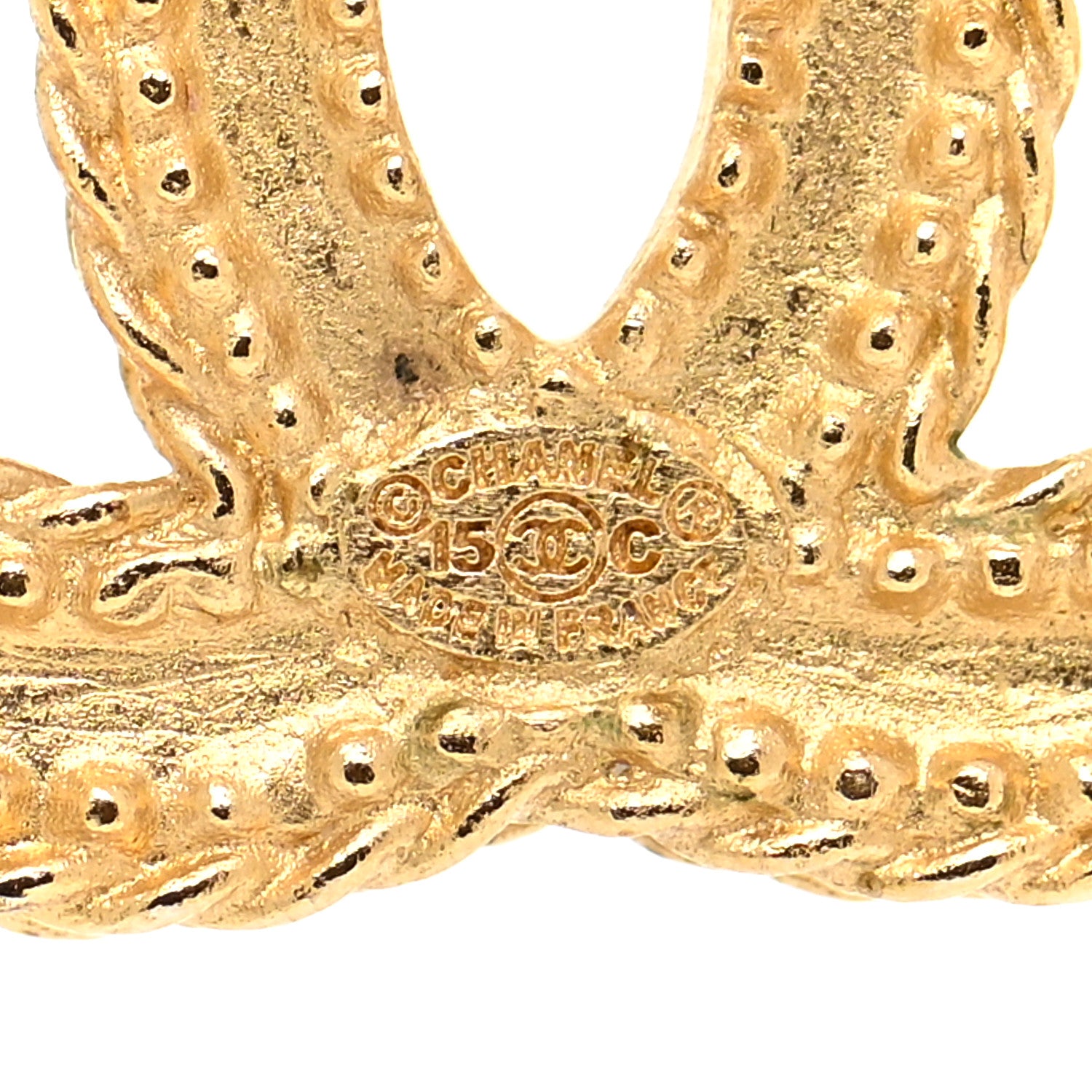 Chanel CC Drop Earrings Matte Gold 4 of 5