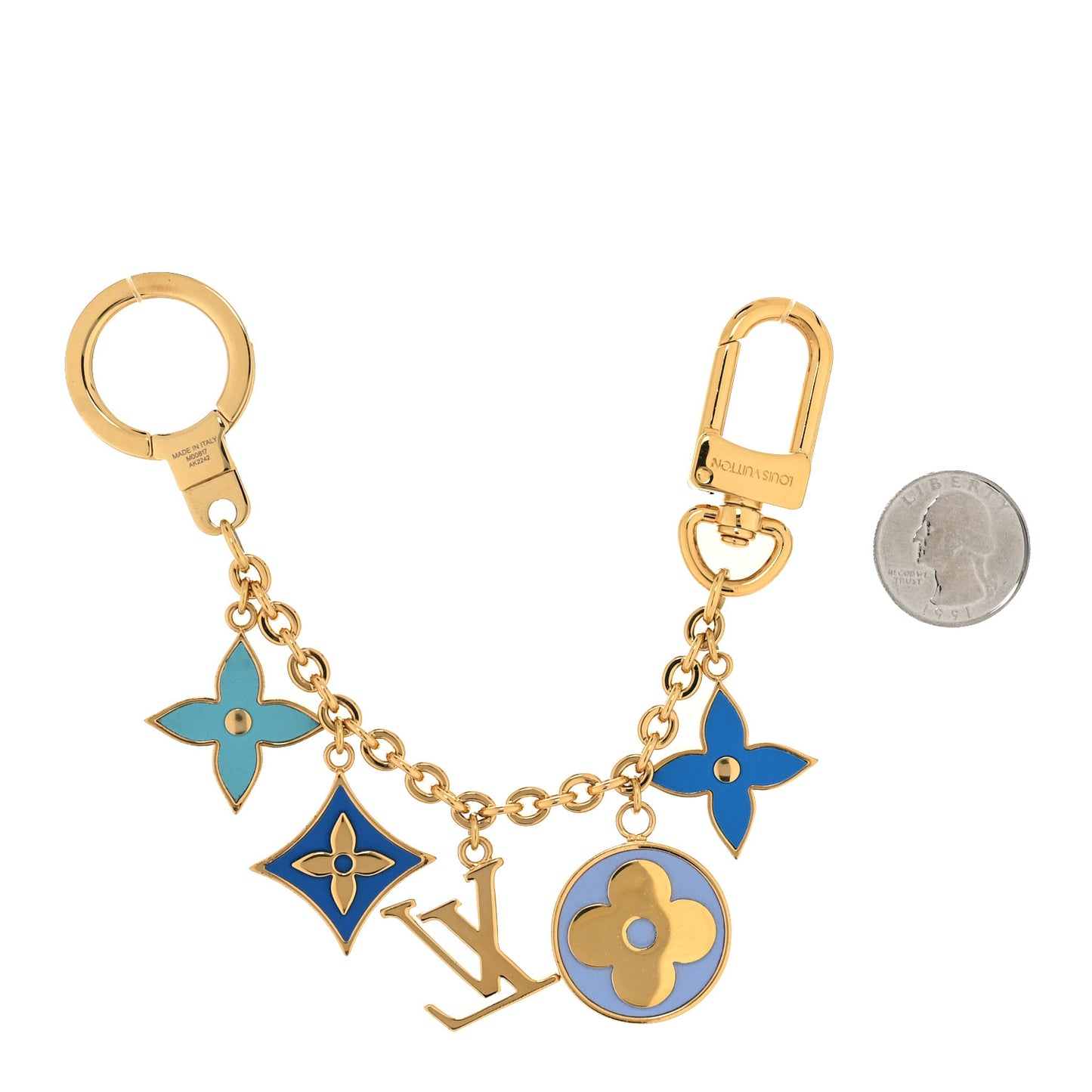 LV Lively Key Chain Bag Charm Pink Blue