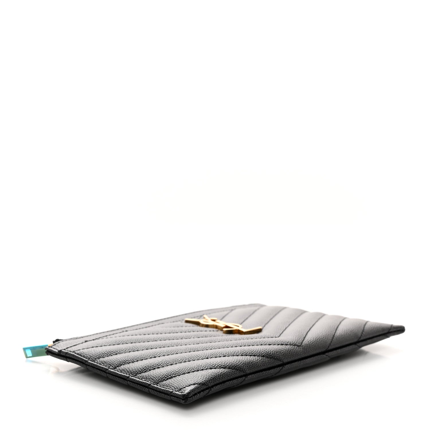 Saint Laurent Grain De Poudre Chevron Monogram Bill Pouch Black 4 of 8