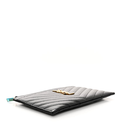 Saint Laurent Grain De Poudre Chevron Monogram Bill Pouch Black 4 of 8