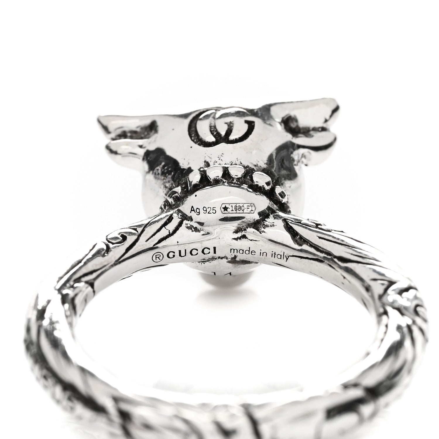 Gucci Sterling Silver Anger Forest Bull's Head Ring 54 6.75 5 of 5