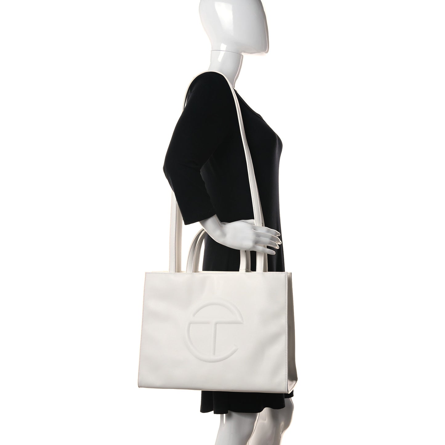 Vegan Leather Medium Shopping Bag White