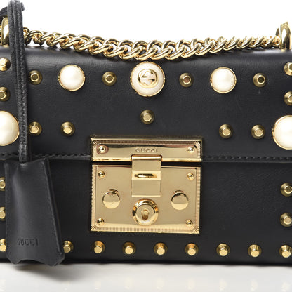 Gucci Calfskin Studded Small Padlock Shoulder Bag Black 8 of 13