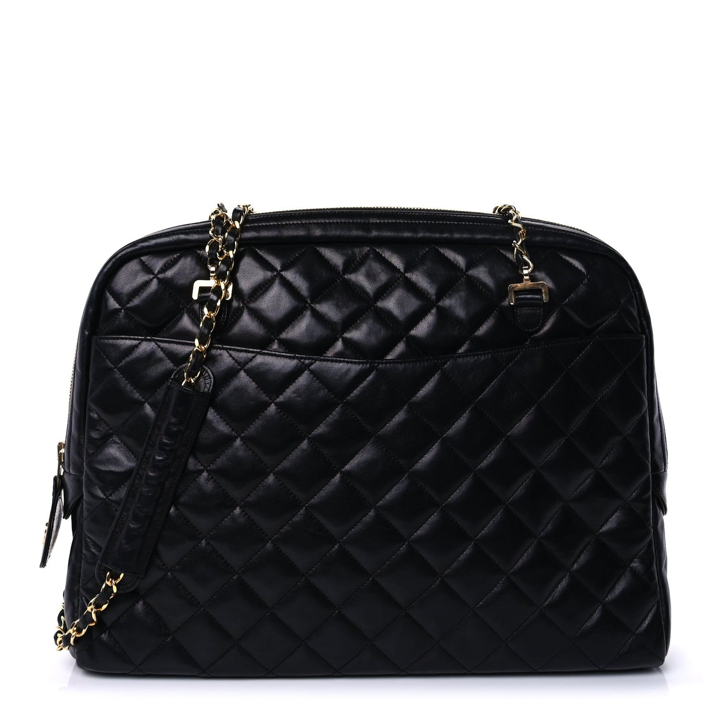 Lambskin Quilted Large Camera Case  Black
