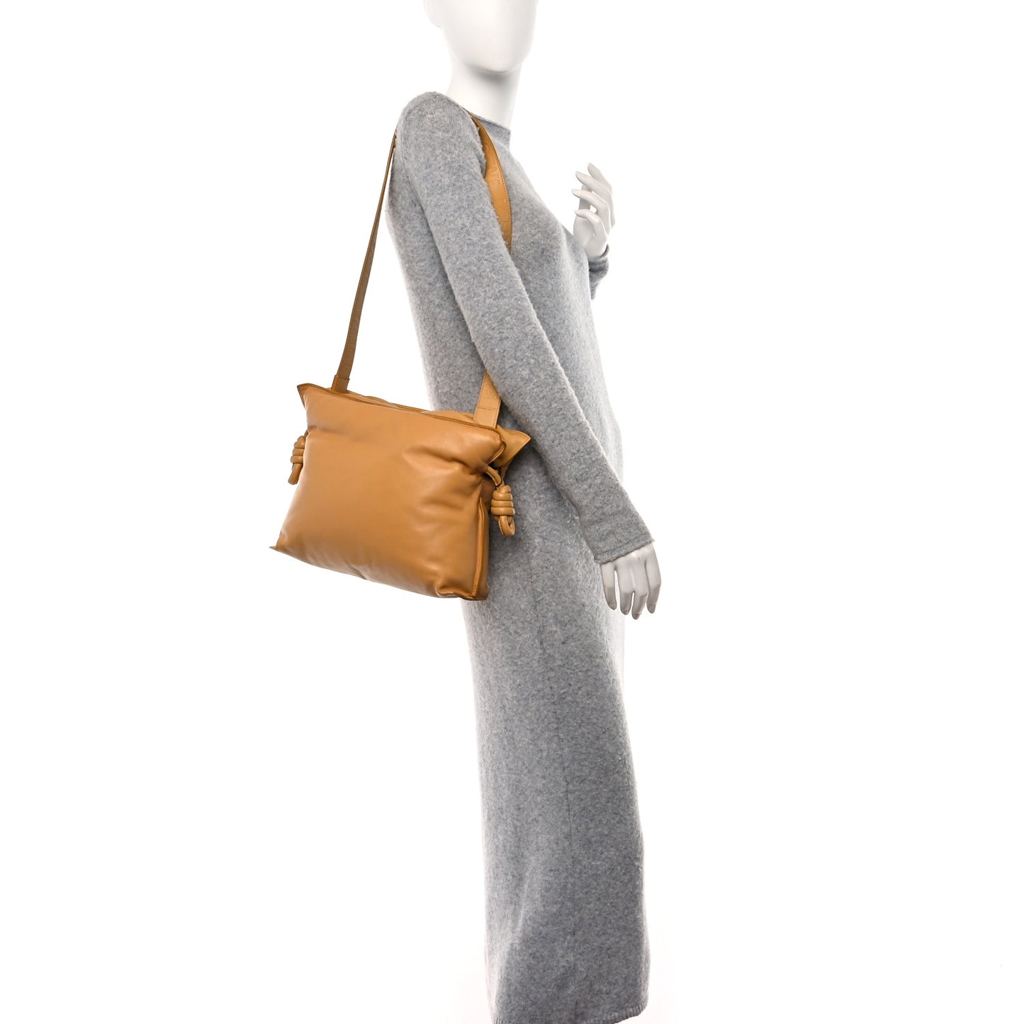 Calfskin Flamenco Puffer Knot Bag Camel