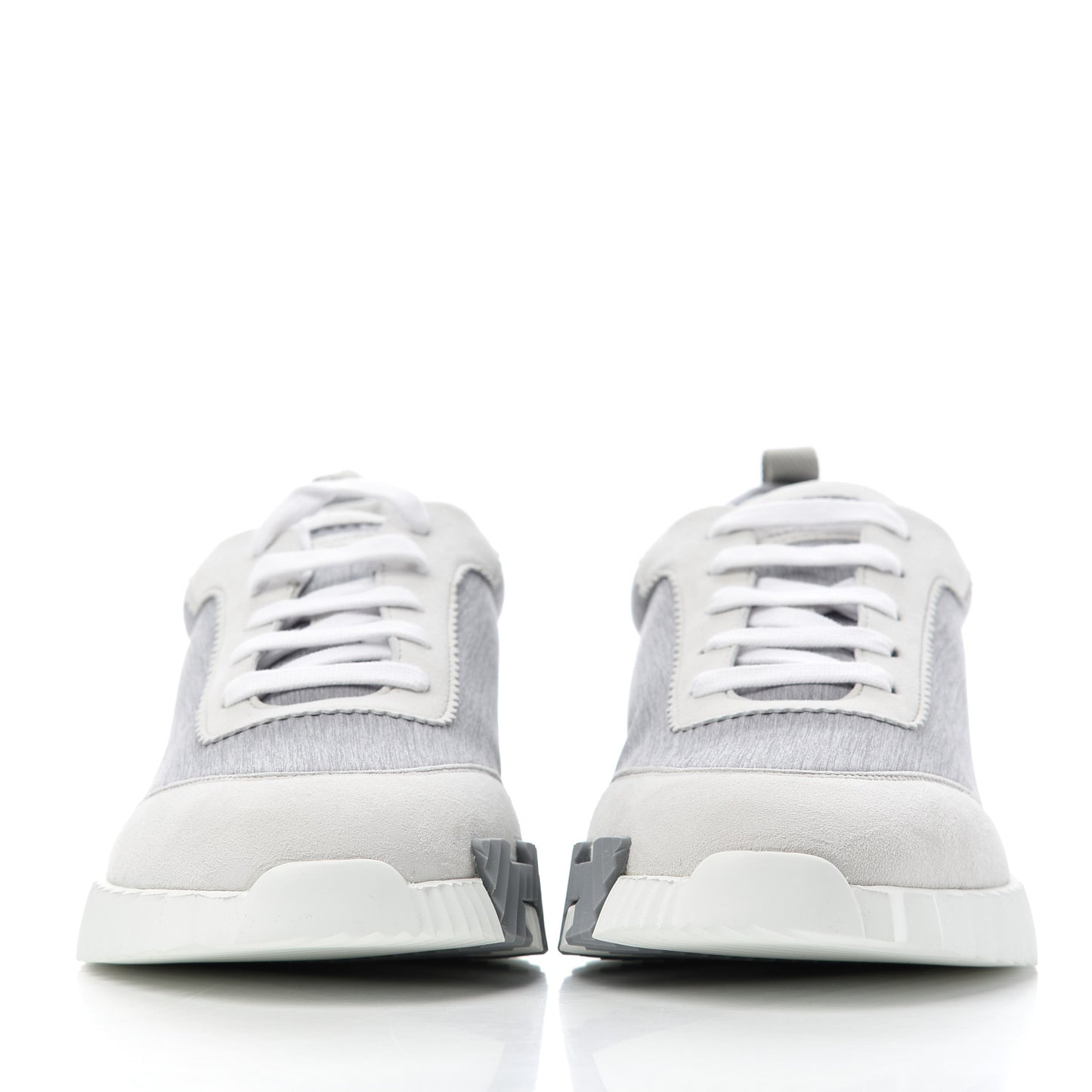 Technical Canvas Suede Goatskin Mens Bouncing Sneakers 44 Gris White