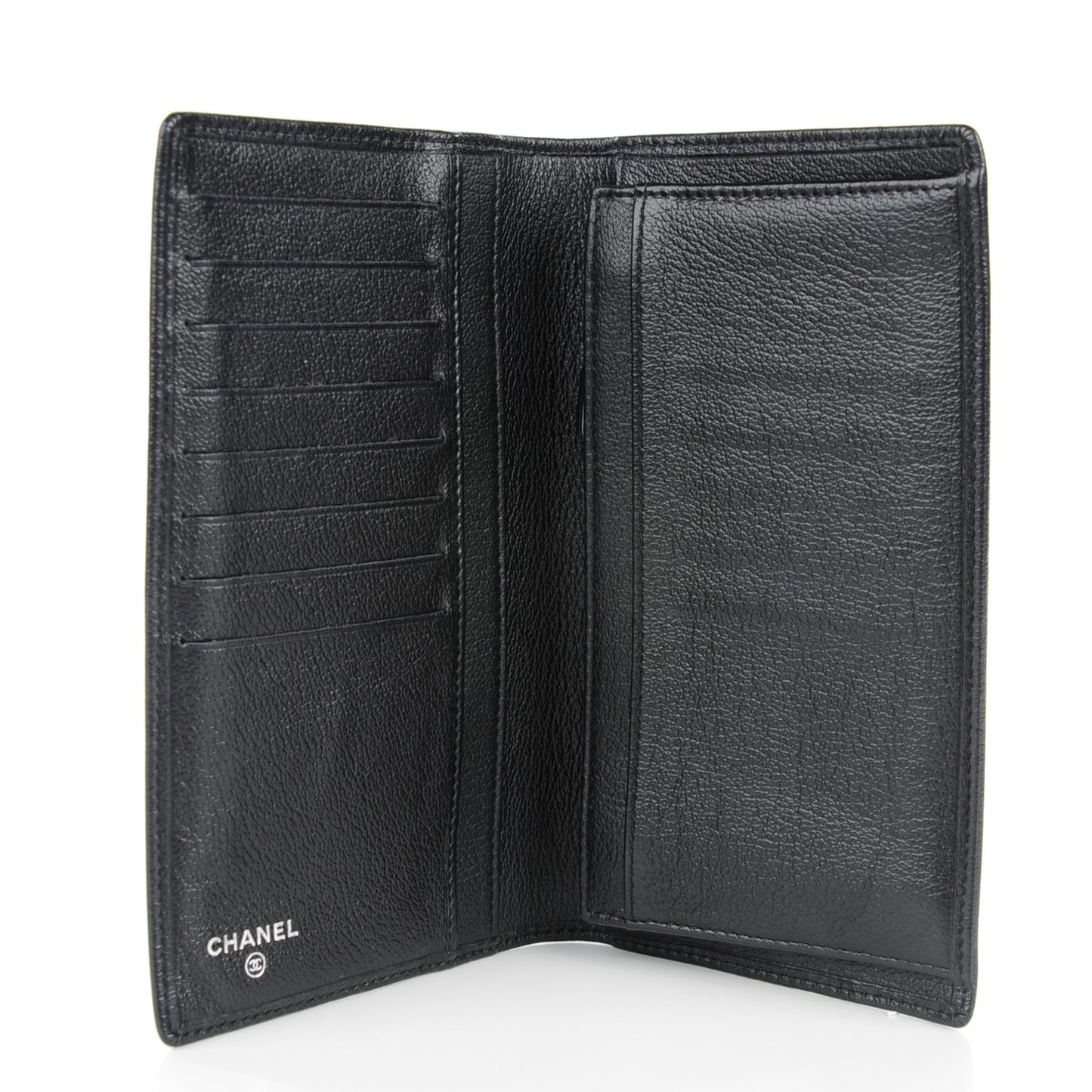 Goatskin CC Jacket Embossed Yen Wallet Black