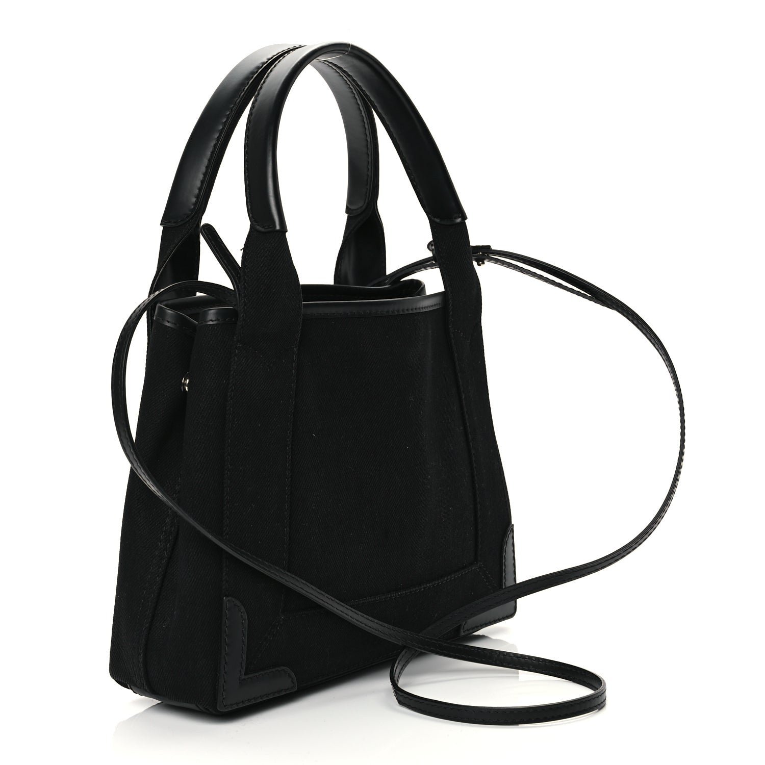 Balenciaga Cotton Canvas Calfskin Navy Cabas XS Black 3 of 10