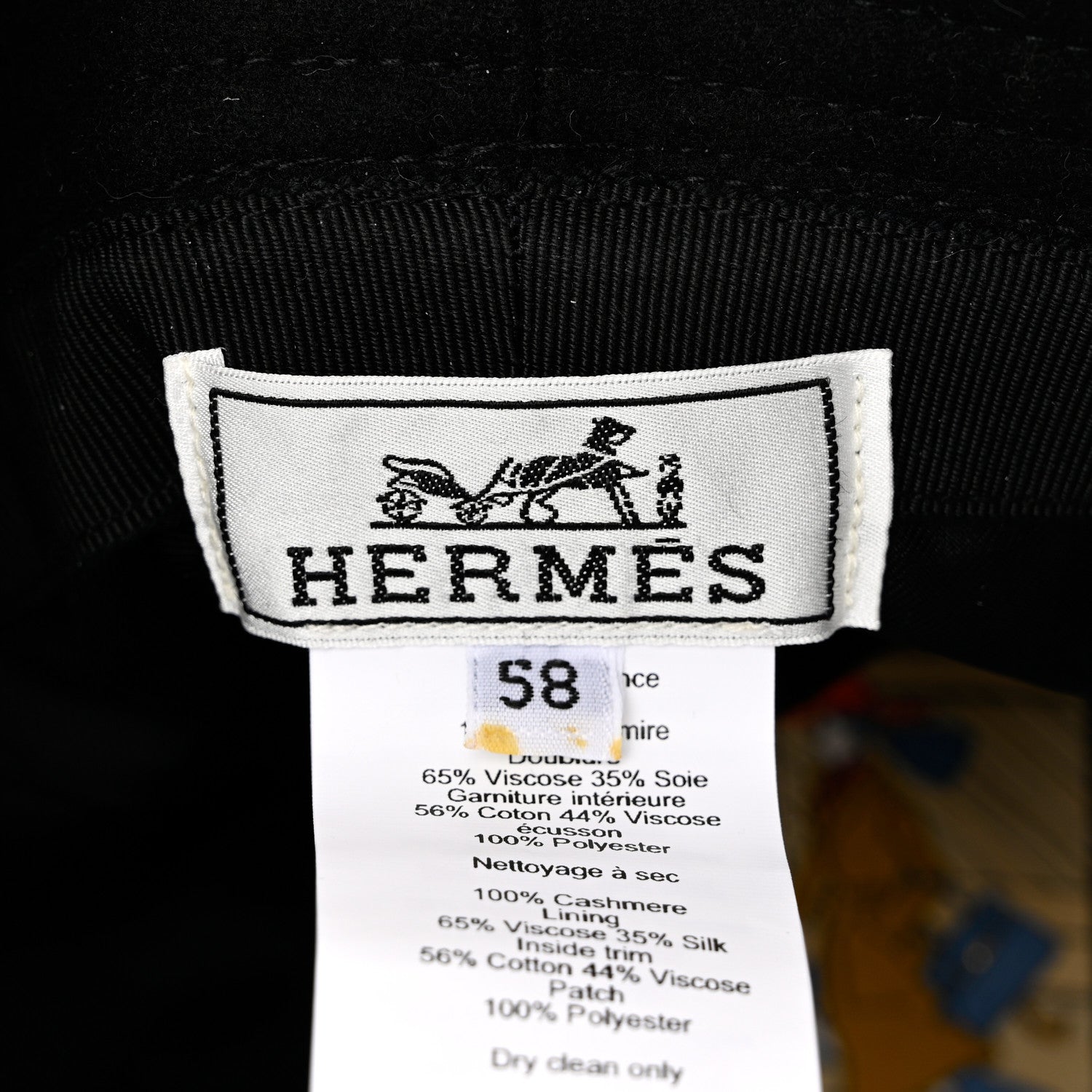 Hermes Cashmere Calvi Bucket Hat 58 Black 8 of 8