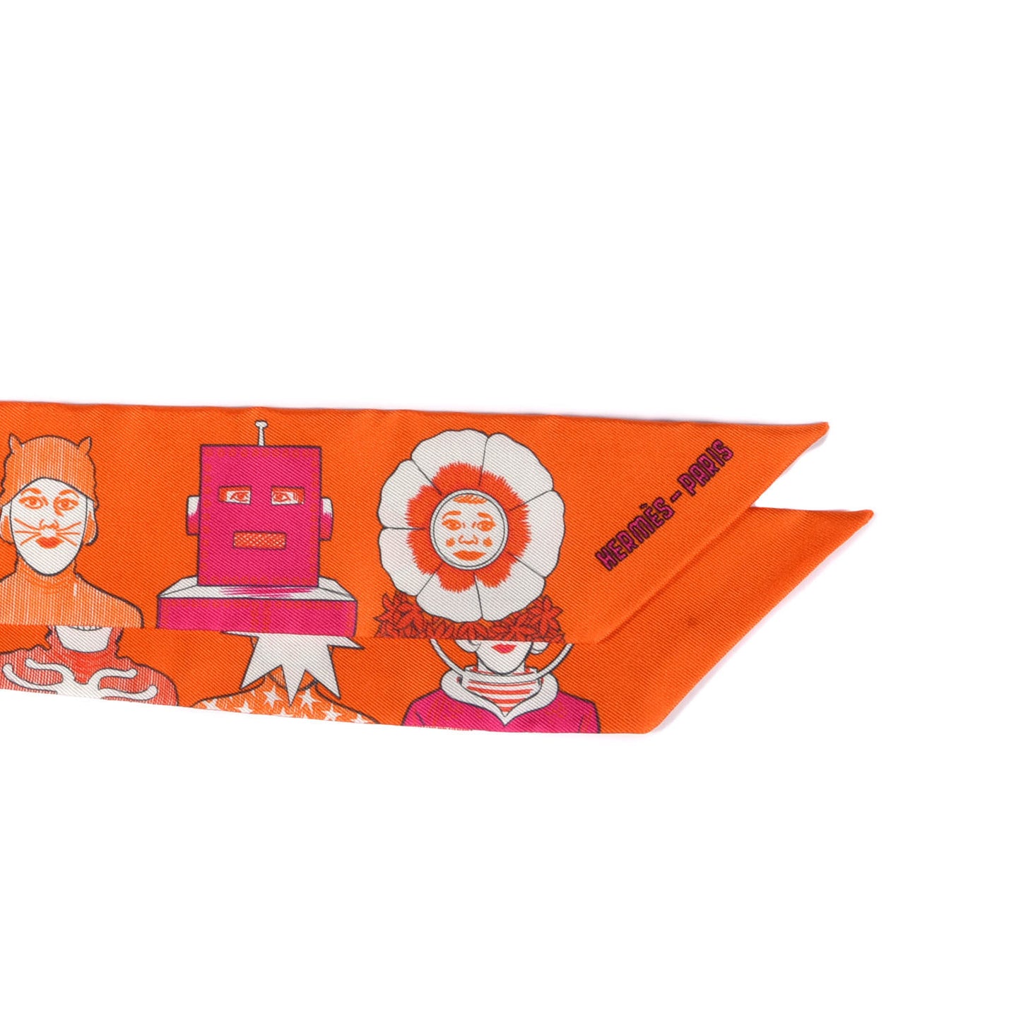 Silk Dress Code Twilly Orange Fuchsia White