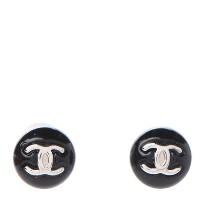 Chanel Resin CC Stud Earrings Black 1 of 5