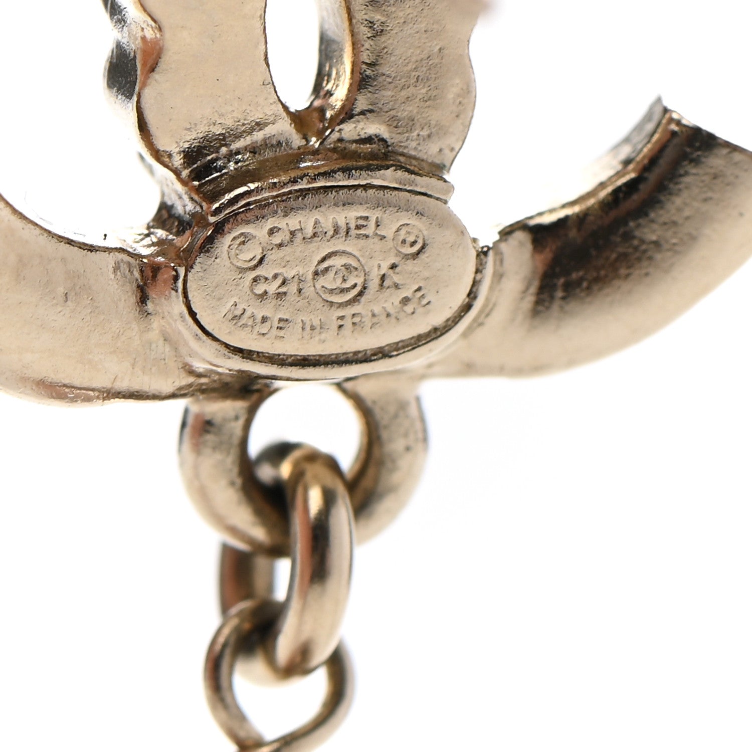 Chanel Crystal Pearl CC Drop Earrings Gold 4 of 5