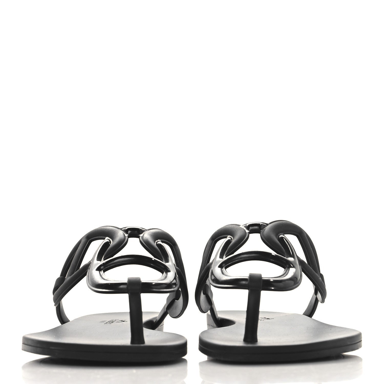 Hermes Rubber Womens Egerie Sandals 37 Black 3 of 7