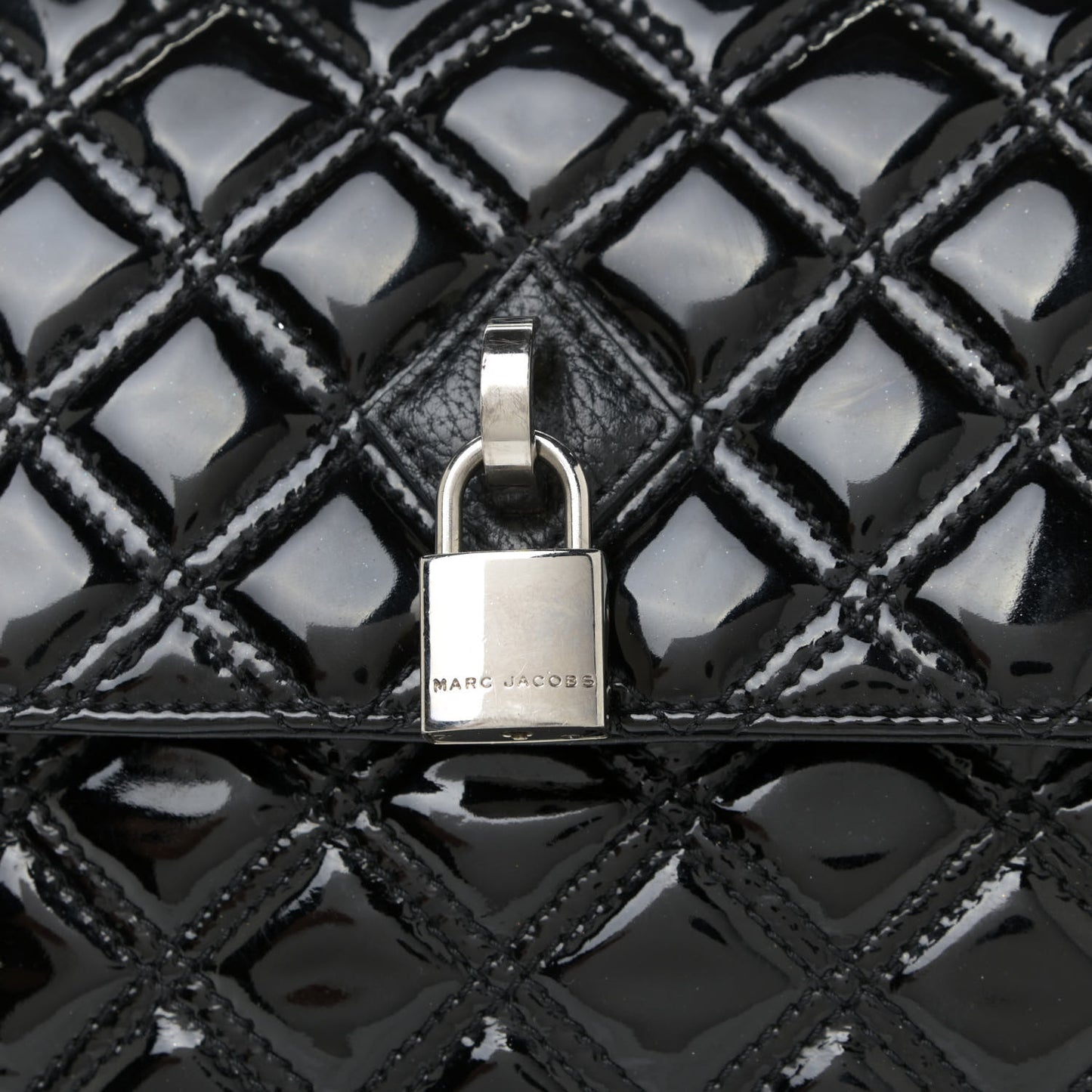 Patent Quilted Single Flap Black