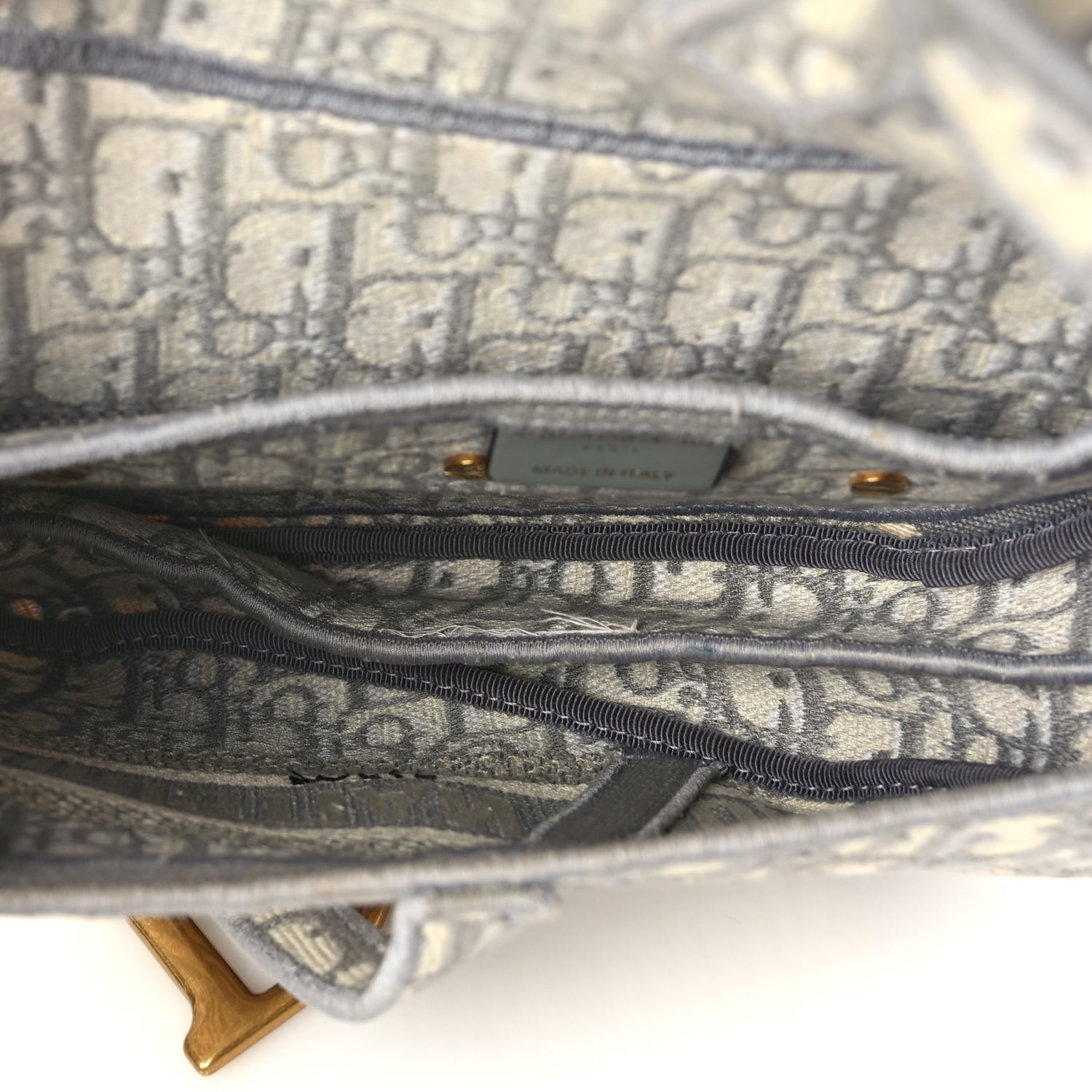 Christian Dior Oblique Embroidered Saddle Bag Grey 4 of 8