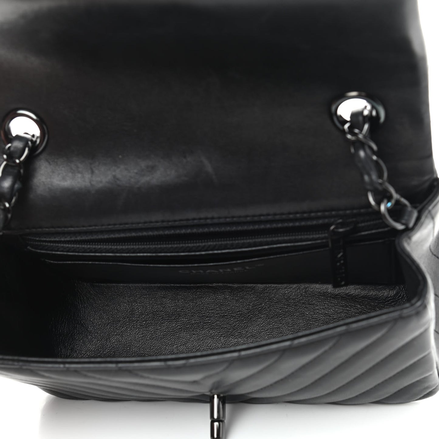 Lambskin Chevron Quilted Mini Rectangular Flap So Black