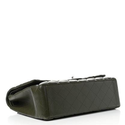 Chanel Caviar Quilted Maxi Double Flap Dark Green 3 of 15