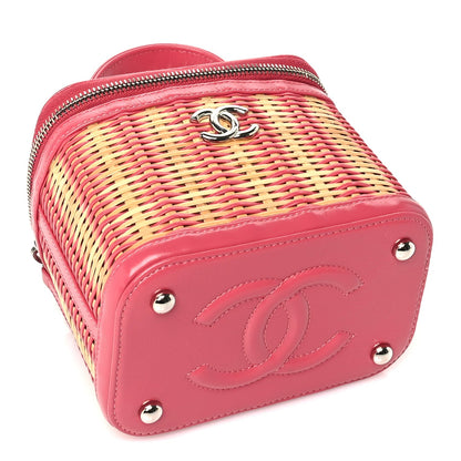 Chanel Calfskin Raffia Small Take Away Vanity Case Bag  Pink Beige 3 of 9