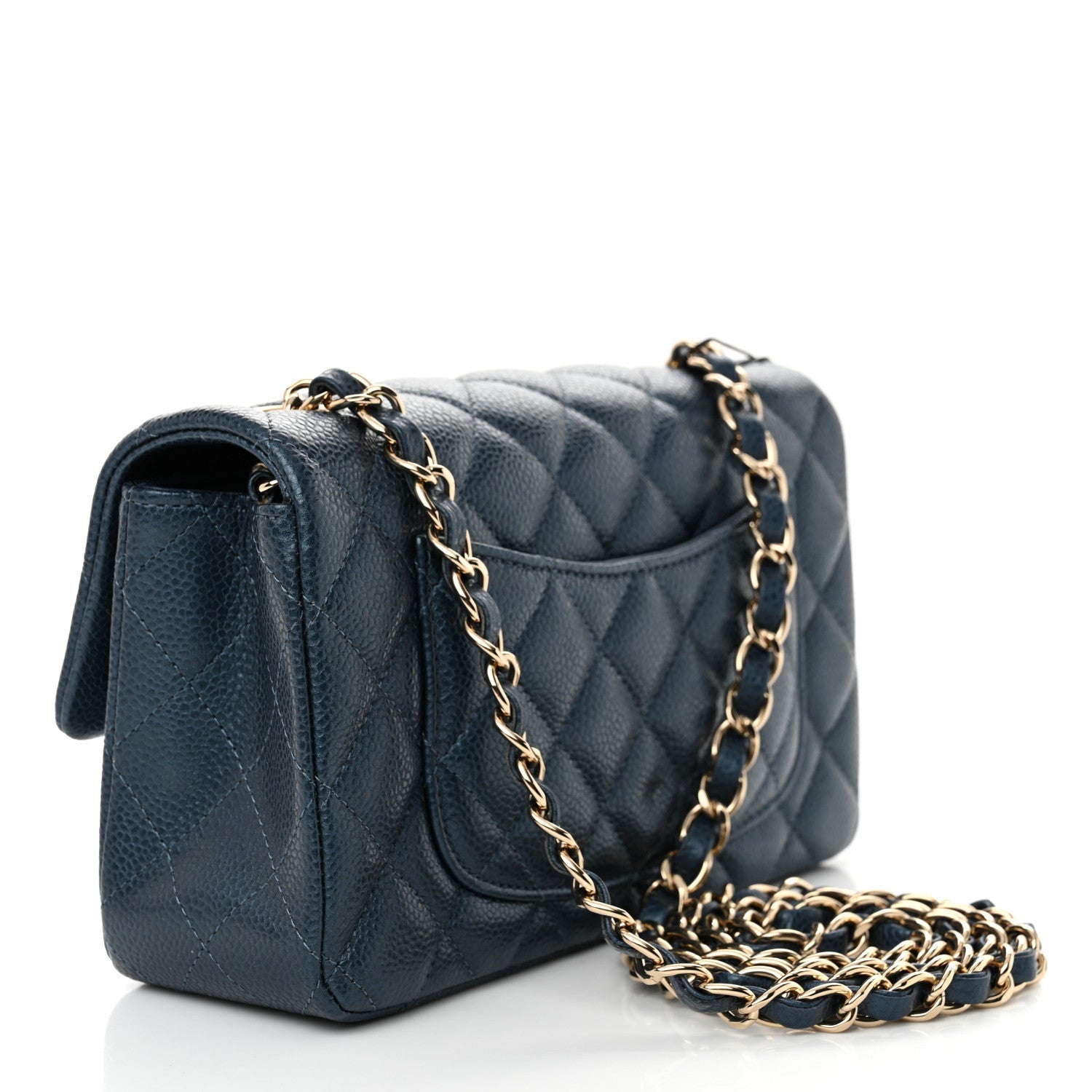 Chanel Iridescent Caviar Quilted Mini Rectangular Flap Dark Blue 3 of 7