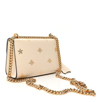 Gucci Grained Calfskin Bee Star Small Padlock Shoulder Bag White 2 of 8
