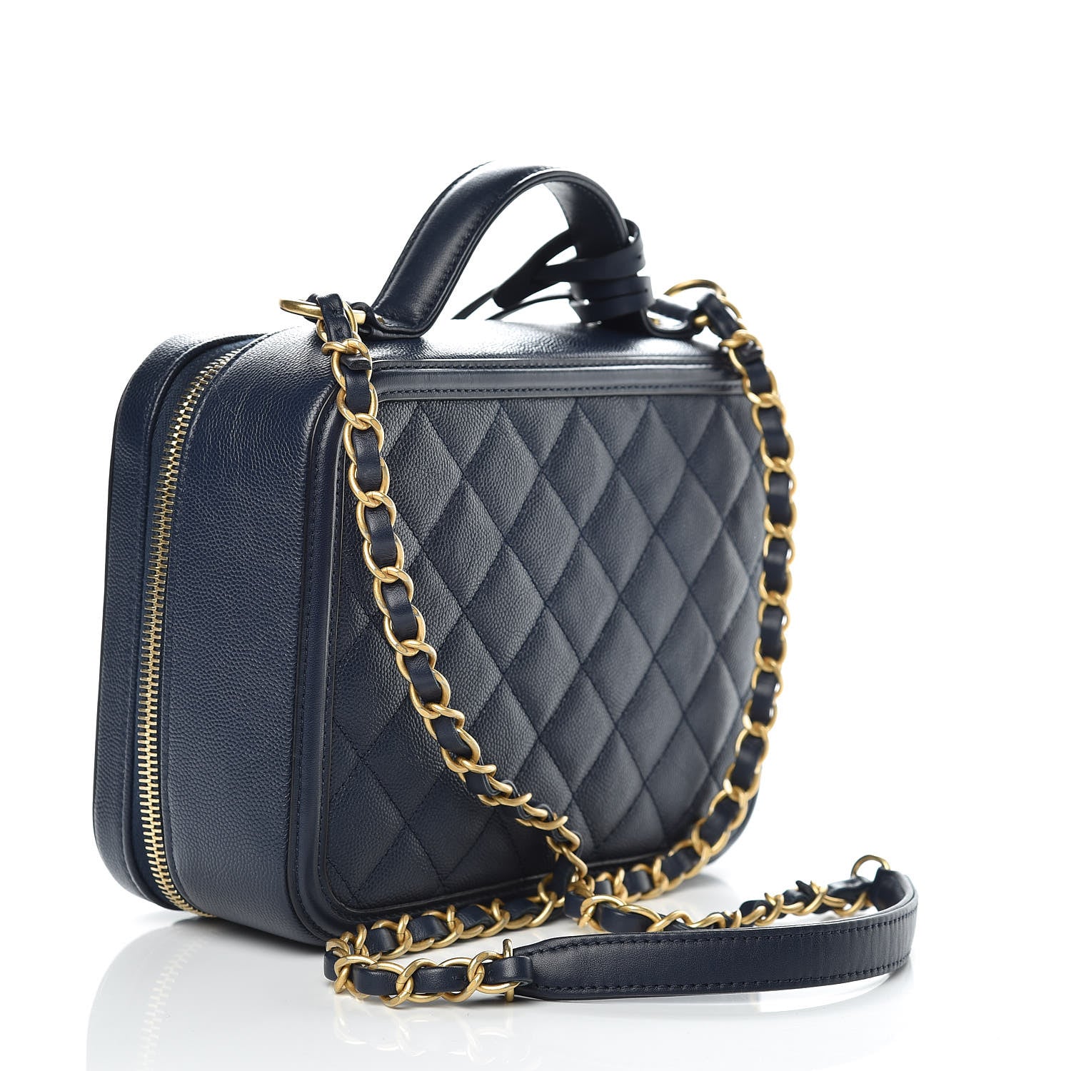 Chanel Caviar Quilted Medium CC Filigree Vanity Case Navy 3 of 11