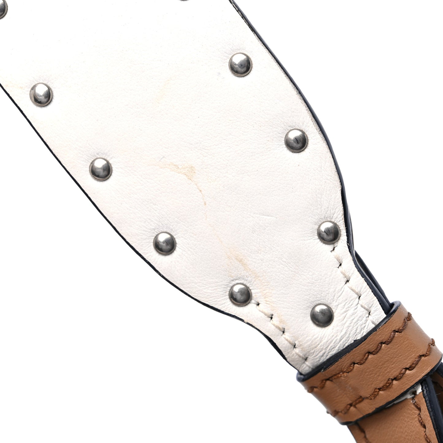 City Calf Studded Folk Cahier Bag White Caramel