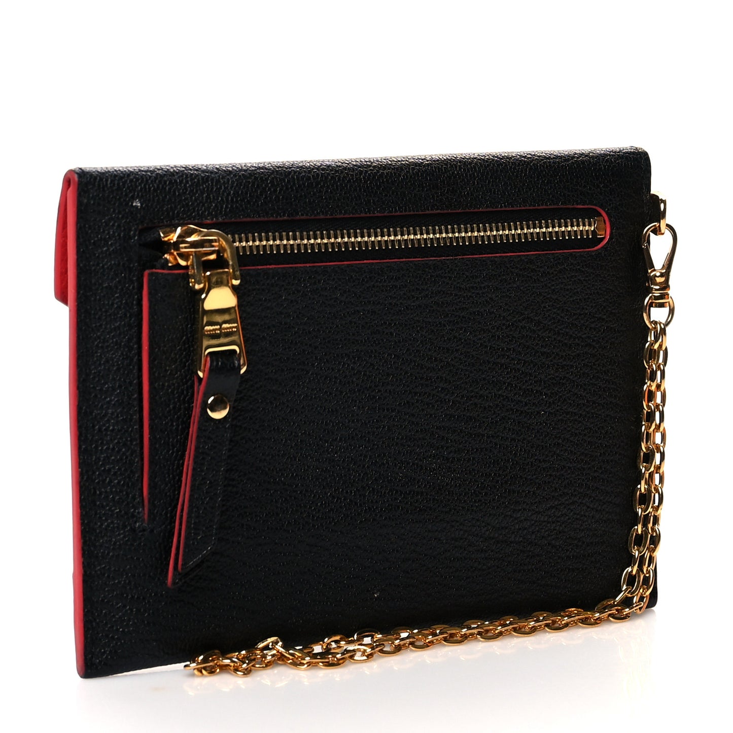 Goatskin Madras Love Wristlet Pouch Black