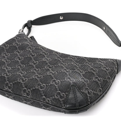 Gucci Jacquard Black Denim GG Monogram Horsebit Slim Small Shoulder Bag Black Grey 8 of 8