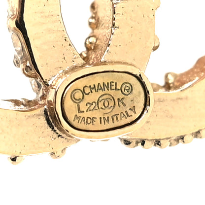 Chanel Crystal Bead CC Hoop Drop Earrings Light Gold 4 of 4