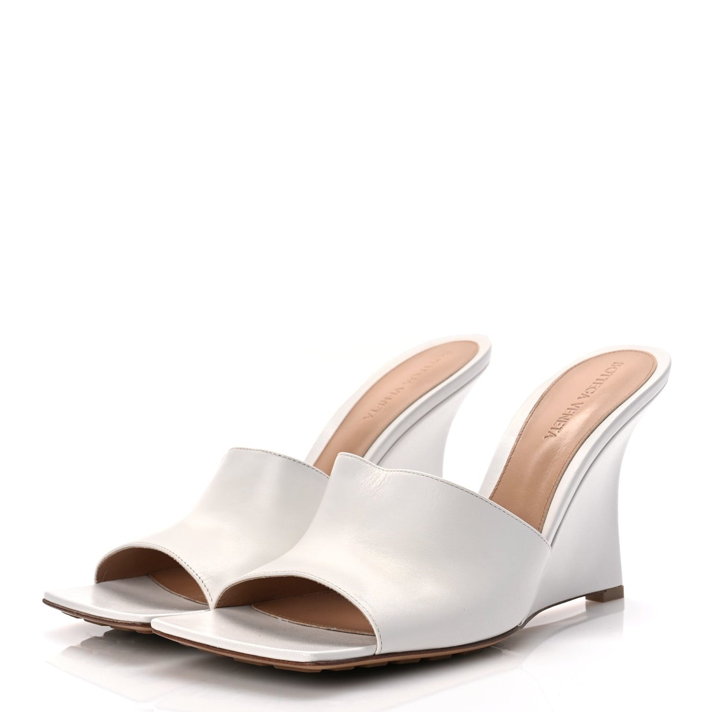 Lambskin Stretch Wedge 90mm Sandals 40 Optic White